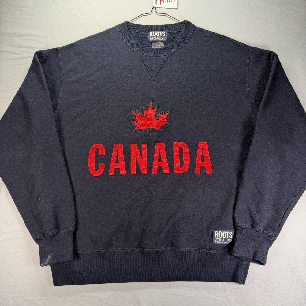 Vintage Roots Athletic Canada Crewneck Sweatshirt Mens Medium Fleece Warm Up 90s